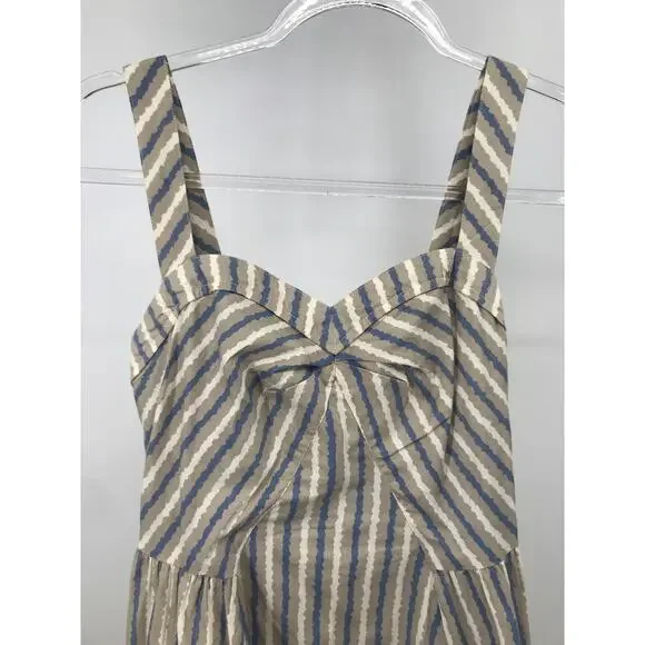 Free People Beige Blue Striped Sleeveless Mini Dress Womens 4 - Picture 3 of 11